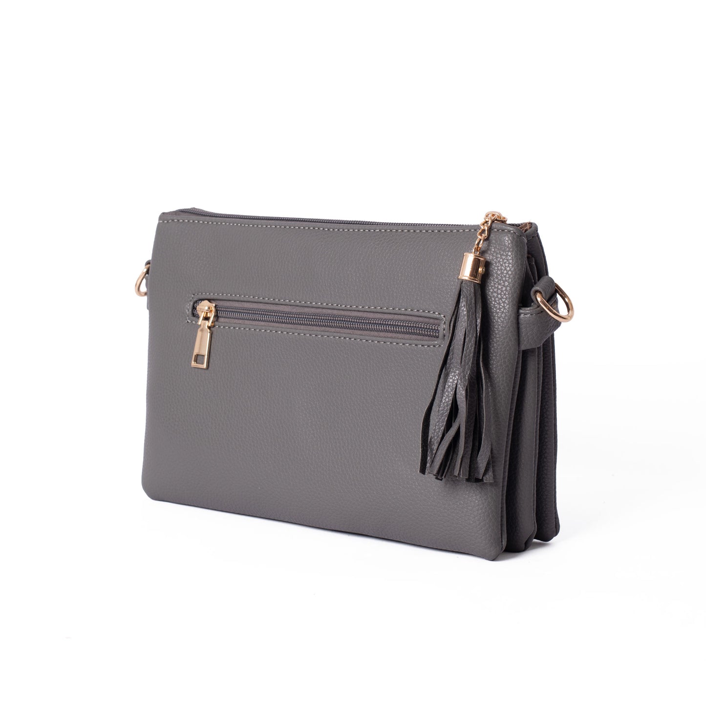 Grey multi-pocket clutch bag