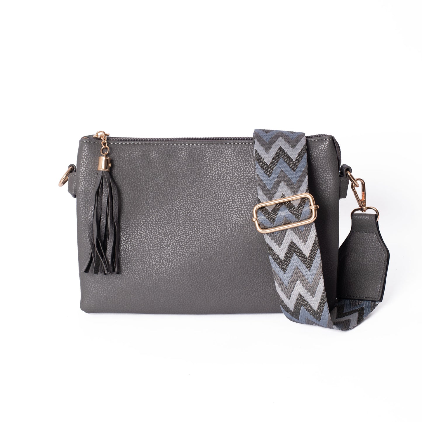 Grey multi-pocket clutch bag