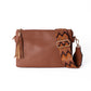 Tan multi-pocket clutch bag